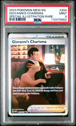 2023 POKEMON MEW EN-151 SPECIAL ILLUSTRATION RARE #204 GIOVANNI'S CHARISMA PSA 9 - Image 1
