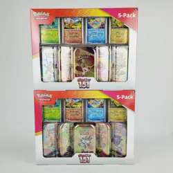 Pokemon Scarlet & Violet - 151 (5-Pack) Mini Tins w/ 4 Promos Costco 2x full set - Image 1