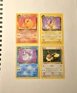Pokemon TCG Dark Jolteon, Dark Flareon, Dark Vaporeon & Eevee Team Rocket LP - Image 1
