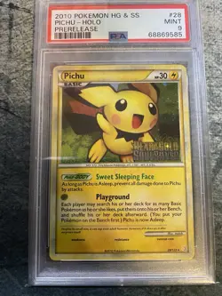 Pokemon Pichu HeartGold & SoulSilver Prerelease Holo Rare Promo #28 PSA 9 Mint - Image 1