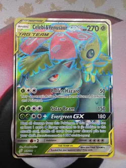 Pokemon TCG Celebi & Venusaur GX Tag Team Full Art S&M Team Up 159/181 Near Mint - Image 1