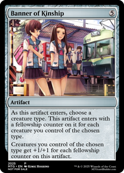 BANNER OF KINSHIP : MTG altered-art magic card : with Anime Schoolgirls - Image 1