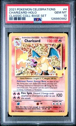 2021 POKEMON CELEBRATIONS CLASSIC COLL #4 CHARIZARD-HOLO PSA 10 - Image 1