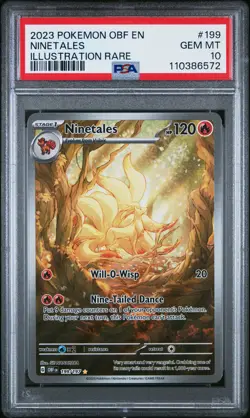 2023 POKEMON OBF EN-OBSIDIAN FLAMES ILLUSTRATION RARE #199 NINETALES PSA 10 - Image 1