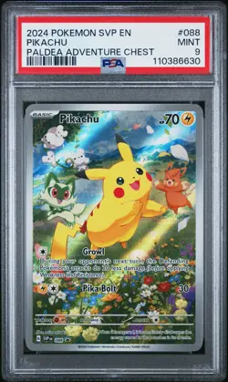 2024 POKEMON SVP EN-SV BLACK STAR PROMO PALDEA ADVENTURE CHEST PIKACHU PSA 9 - Image 1
