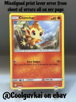 Pokemon misaligned Print layer misprint error Chimchar ultra prism 21/156 - Image 1