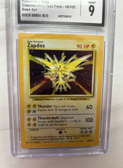 1999 Pokemon Cosmos Holo Test Print Rare Holofoil #16 Zapdos - CGC MINT 9 - Image 3