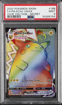 2020 POKEMON SWORD & SHIELD VIVID VOLTAGE SECRET FULL ART/PIKACHU VMAX PSA 9 - Image 1