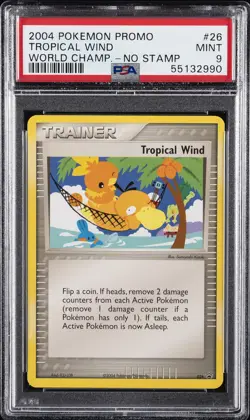 2004 POKEMON WORLD CHAMPIONSHIPS PROMO NO STAMP #26 TROPICAL WIND PSA 9 - Image 1