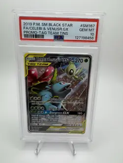Pokemon Celebi & Venusaur GX Tag Team Tins Full Art Promo SM167 PSA 10 Gem Mint - Image 1