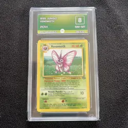 Venomoth 29/64 Non Holo Jungle Set Rare Pokemon Card WOTC PG Graded 8 NM-MT - Image 1