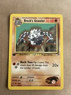 Pokemon Card - Gym Heroes 40/132 - BROCK'S GRAVELER **1st Edition** - NM - Image 1