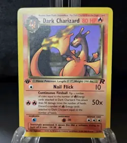 LP Pokemon TCG Dark Charizard 21/82 Team Rocket 1st Edition Card NON-HOLO - Image 1