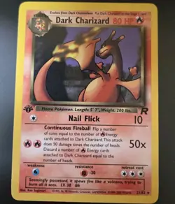 LP Pokemon TCG Dark Charizard 21/82 Team Rocket 1st Edition Card NON-HOLO - Image 3