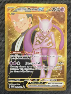 Pokemon Destined Rivals Gold Team Rockets Mewtwo EX Hyper Rare Card 240/182 - Image 1