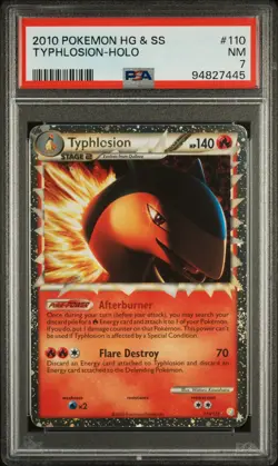 2010 POKEMON HEARTGOLD & SOULSILVER #110 TYPHLOSION-HOLO PSA 7 - Image 1