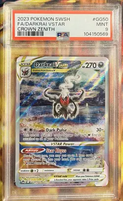 Darkrai VSTAR GG50 Crown Zenith Full Art PSA 9 Mint Pokemon TCG 2023 - Image 1