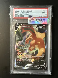 PSA 9 Charizard V #154 Alternate Full Art 2022 Pokemon SwSh Brilliant Stars MINT - Image 1