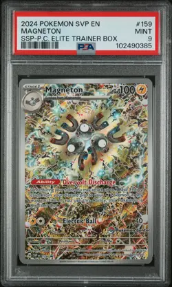 2024 POKEMON SURGING SPARKS POKEMON CENTER ETB PROMO SVP EN #159 MAGNETON PSA 9 - Image 1