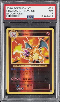 2016 POKEMON XY EVOLUTIONS #11 CHARIZARD-REVERSE FOIL PSA 7 - Image 1