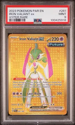 2023 POKEMON PAR EN-PARADOX RIFT 261 IRON VALIANT EX HYPER RARE PSA 9 - Image 1