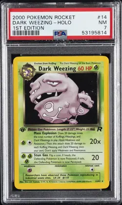 2000 POKEMON ROCKET 1ST ED #14 DARK WEEZING-HOLO PSA 7 - Image 1