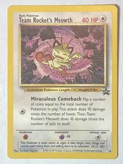 10x Team Rocket's Meowth Black Star Promo 18 Pokemon Card WotC - Image 2