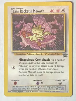10x Team Rocket's Meowth Black Star Promo 18 Pokemon Card WotC - Image 4