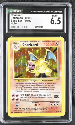 CGC 6.5 Charizard 1999 Base Set 4/102 Holo Pokemon Card - Image 1