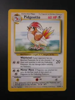 PIDGEOTTO POKEMON CARD 22/102 BASE SET VINTAGE RARE NON HOLO NEVER PLAYED NM- - Image 1