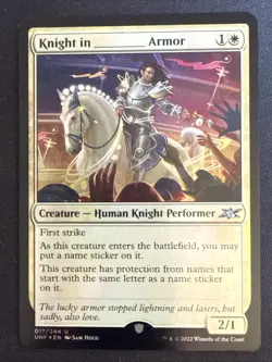 1x Foil Knight in _____ Armor (017) Unfinity LP MTG Magic the Gathering x1 MKE - Image 1