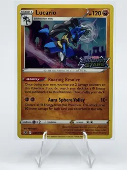 Pokemon Card Lucario SWSH186 Brilliant Stars Prerelease Promo Stamped Near Mint - Image 1