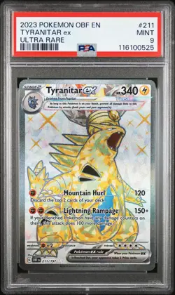 2023 POKEMON OBF EN-OBSIDIAN FLAMES ULTRA RARE #211 TYRANITAR EX PSA 9 - Image 1
