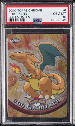 2000 TOPPS CHROME POKEMON T.V. #6 CHARIZARD PSA 10 - Image 1