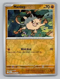 Reverse Holo Mankey #090/182 Common SV10: Destined Rivals Pokemon - Image 1