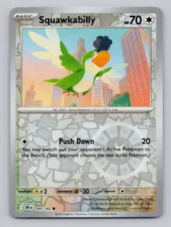 Reverse Holo Squawkabilly #160/182 Common SV10: Destined Rivals Pokemon - Image 1