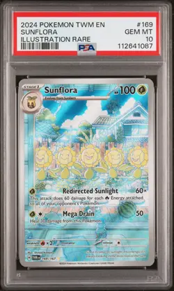 Pokemon PSA 10 Sunflora 169/167 Illustration Rare Twilight Masquerade - Image 1