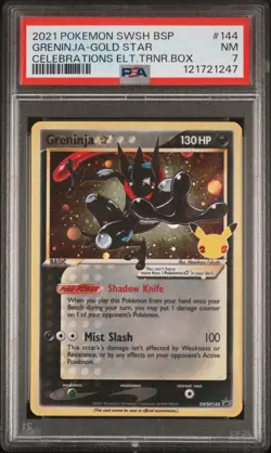 2021 POKEMON SWSH BLACK STAR PROMO #144 GRENINJA-GOLD STAR PSA 7 - Image 1