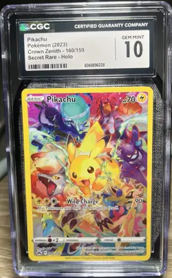 CGC 10 GEM MINT Pokemon Pikachu 160/159 Crown Zenith Secret Rare - Image 1