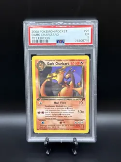 1st Edition Dark Charizard 21/82 Team Rocket Non Holo Rare Pokemon PSA 5 - Image 1