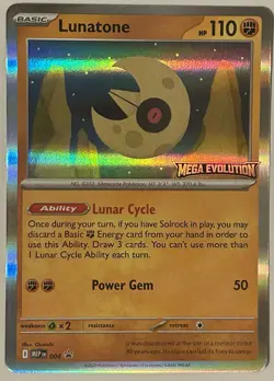 Pokemon TCG Lunatone Mega Evolution 004 NM Prerelease Promo Stamped - Image 1