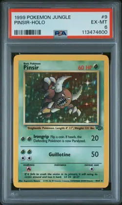 1999 POKEMON JUNGLE #9 PINSIR-HOLO PSA 6 - Image 1