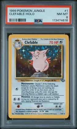 1999 POKEMON JUNGLE #1 CLEFABLE-HOLO PSA 8 - Image 1