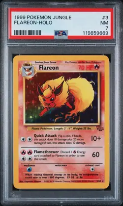 1999 Pokemon Jungle Flareon #3 Holo PSA 7 - Image 1