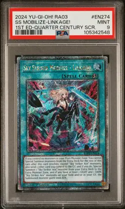 2024 1ST ED-QUARTER CENTURY SECRET RARE SKY STRIKER MOBILIZE - LINKAGE! PSA 9 - Image 1
