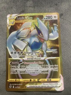 Lugia VSTAR Gold Secret Rare Card 211/195 Pokemon TCG SWSH Silver Tempest - Image 1