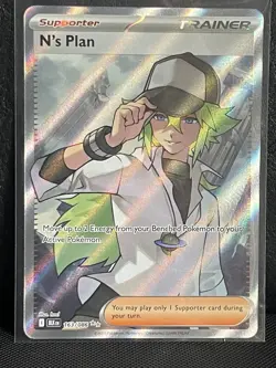 Pokemon TCG Black Bolt N’s Plan Trainer Card 163/086 Full Art NM Near Mint - Image 1