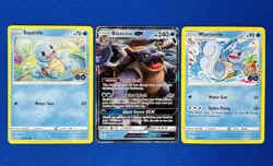 Pokemon 3 Card Set | Full Art Blastoise GX, Wartortle, Squirtle | Near Mint - Image 1