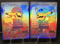 Pikachu Mario & Luigi JP Pokemon Holo Foil Card Collectible/Display Custom - Image 2
