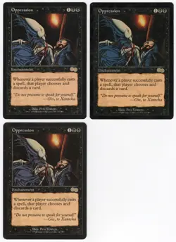 Oppression x3 3x 1998 Urza's Saga Black Rare Enchantment MTG NM AZ2 - Image 1